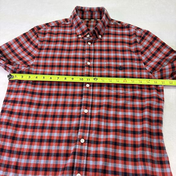 Aquascutum London Flannel Red Tattersall Long Sleeve Button Down Shirt Size M - Picture 7 of 11